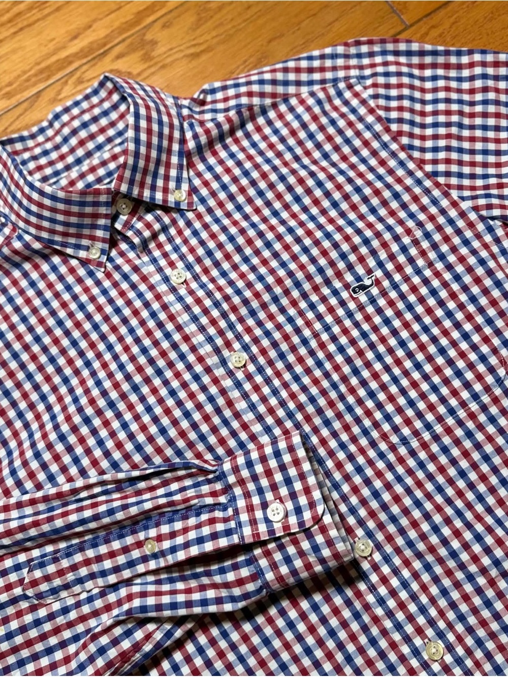Vineyard Vines Men's Red, White & Blue Check Button-Down Shirt
